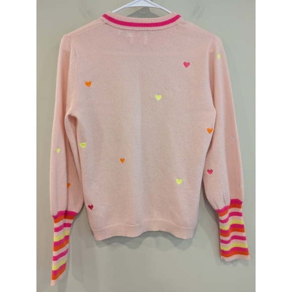 Brodie Cherry Blossom Mini Heart 100% Cashmere Sweater Size Small - Picture 3 of 8